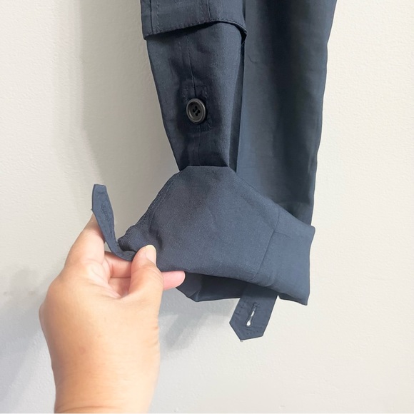 Theory Linen Blend Convertible Cargo Pants w Adjustable Lengths Navy Blue Sz 4 - Picture 7 of 9